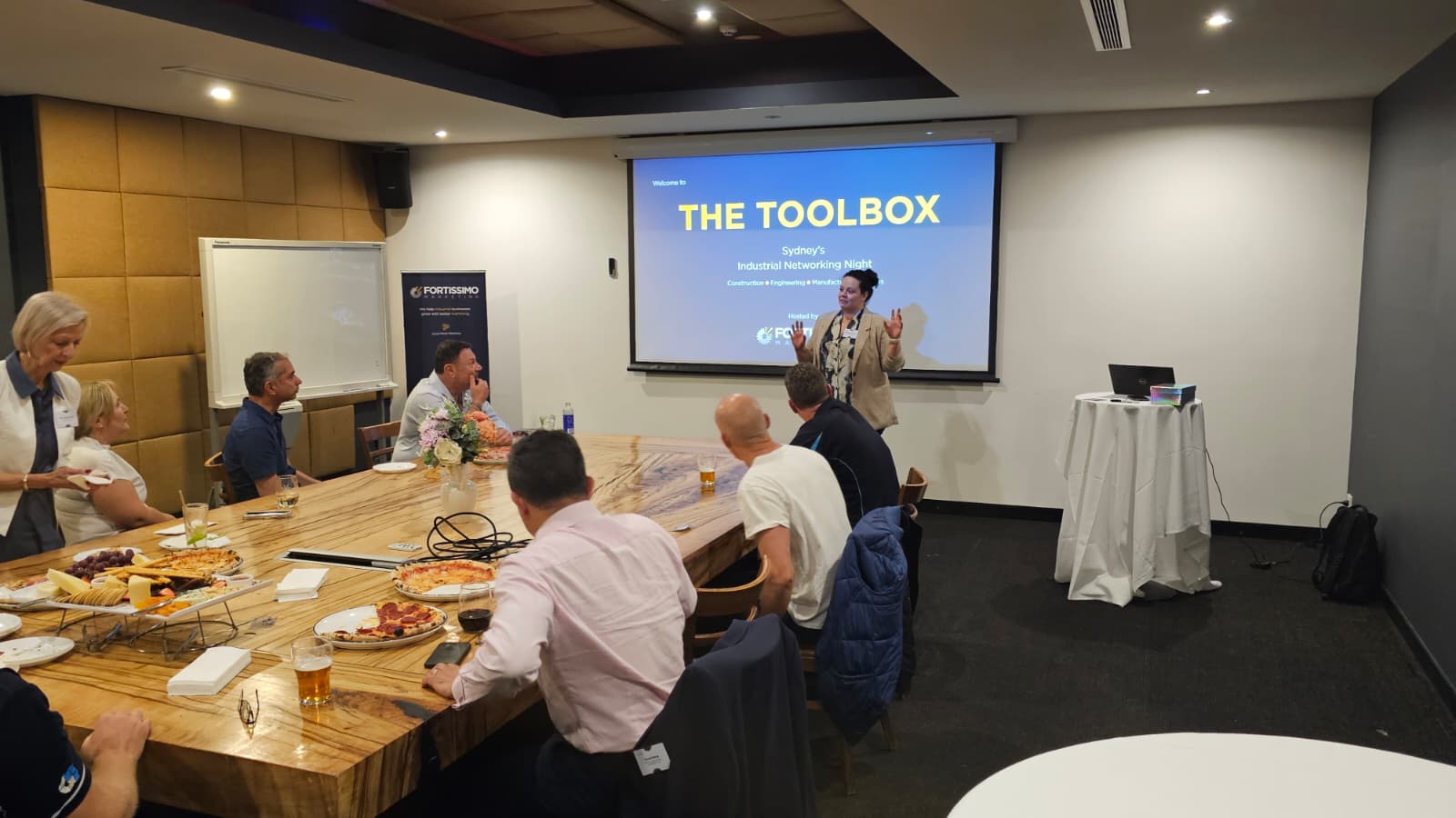 A Toolbox guest speaker engaging with attendees